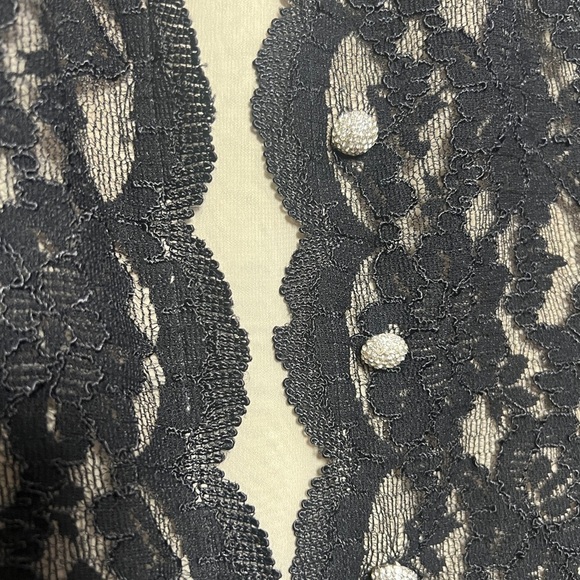 Talbots Black Lace Long Sleeve Open Front Jacket/Top - Picture 4 of 6